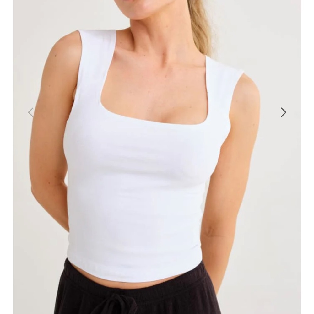 Rumored White Square Neck Tank Top